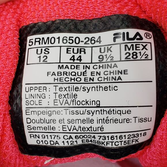 FILA Running Shoes Womens Size 12 Memory Foam Fantom 6 Gray Grey & Neon Pink - Picture 13 of 14